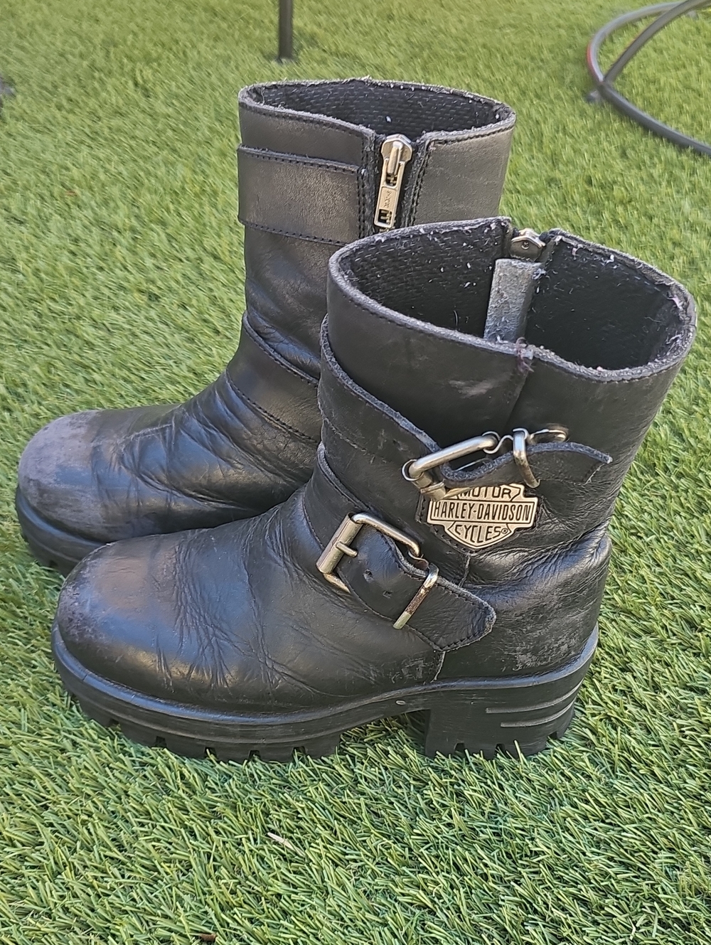 Harley-Davidson Black Leather Buckle Moto Boots